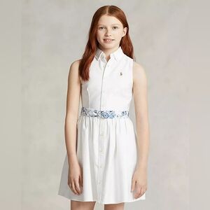 Polo Ralph Lauren Girls' Belted Cotton Oxford Shirt Dress Size 14 NWT